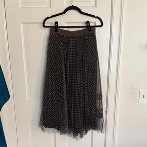 Chic Black and Gray houndstooth with gold - A-Line Skirt pleated tulle